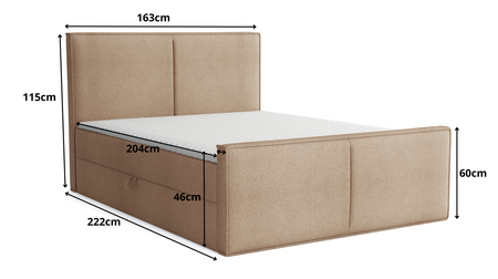 Boxspringbett mit Topper und Bettkasten, Polsterbett, Doppelbett, Bett 160x200 cm Calipso Beige