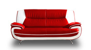 Sofa Set Onyx Set 3-2-1 Couch Set aus Kunstleder Farbauswahl (rot-weiß)