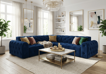 Ecksofa 254x254x80 cm Stil Chesterfield Candi