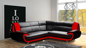 Ecksofa Onyx 3-R-2 240x210x89 cm Eckcouch aus Kunstleder im verschiedenen Farbvarianten (schwarz-rot)
