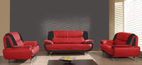 Sofa Set Onyx Set 3-2-1 Couch Set aus Kunstleder Farbauswahl (rot-schwarz)