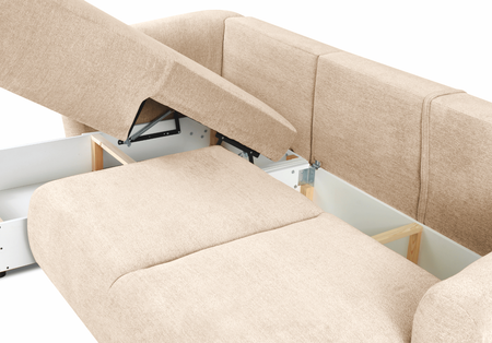 Ecksofa mit Schlaffunktion und Bettkasten, L-form 255x165x91 cm Lola