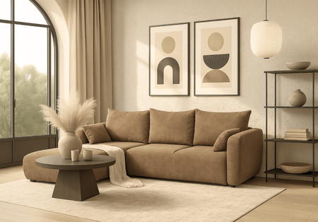 Ecksofa mit Schlaffunktion und Bettkasten, L-form 255x165x91 cm Lola