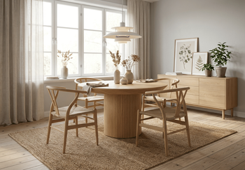 Ausziehbarer runder Tisch mit geriffeltem Tischbein, 130–180 cm, Modell T68