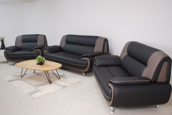 Sofa Set Onyx Set 3-2-1 Couch Set aus Kunstleder Farbauswahl (schwarz-braun)