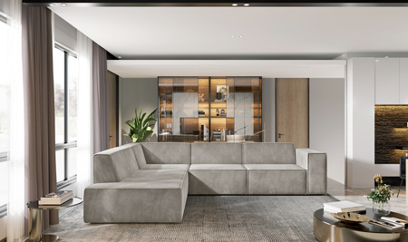 Ecksofa Couch Wohnlandschaft modern Design Stoff Sofa L-Form Links Polsterecke ohne Schlaffunktion Sofa CARA Grau