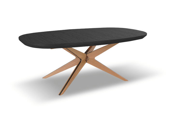 Ovaler Klapptisch aus Eiche 110 cm x 200-300 cm T79