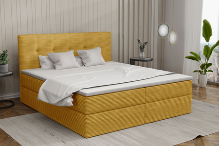 Boxspringbett140x200 mit Bettkasten - Bett mit Matratze und 2 Bettkästen - Schlafzimmerbett mit Topper - Bequemes und Elegantes Doppelbett Holly