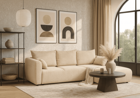 Ecksofa mit Schlaffunktion und Bettkasten, L-form 255x165x91 cm Lola