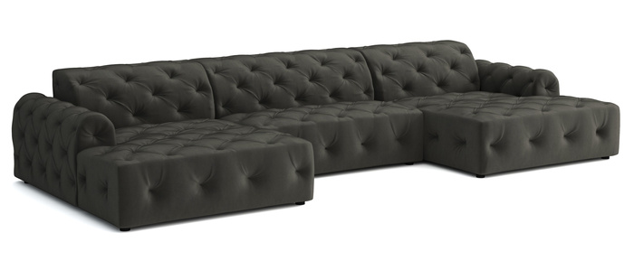 Luxus Ecksofa mit gesteppter Polsterung U-form 390x170x80 cm Candi