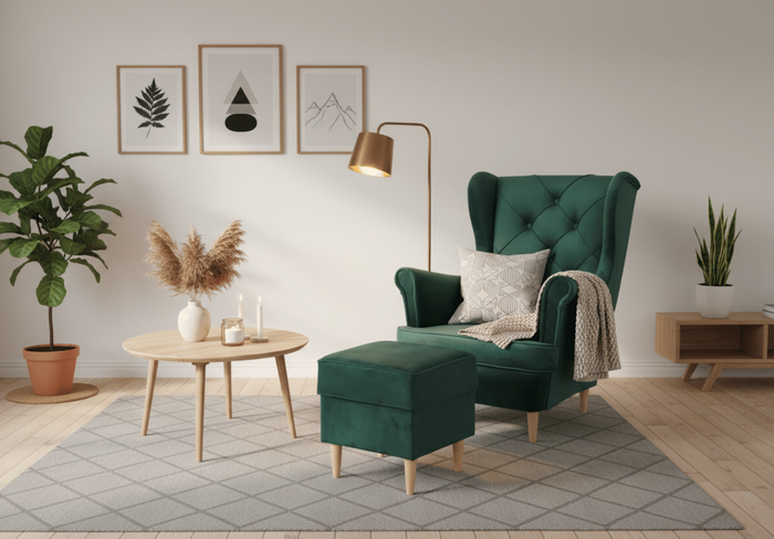 Rio gesteppter Sessel im skandinavischen Stil