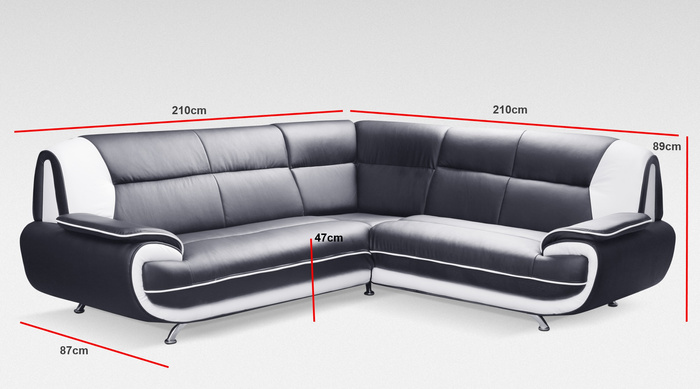 Ecksofa Onyx 2-R-2 210x210x89 cm Eckcouch aus Kunstleder im verschiedenen Farbvarianten (rot-schwarz)
