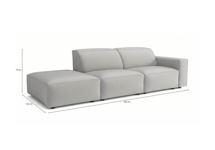 Sofa mit Hocker, 3-Sitzer 262x102x70 cm