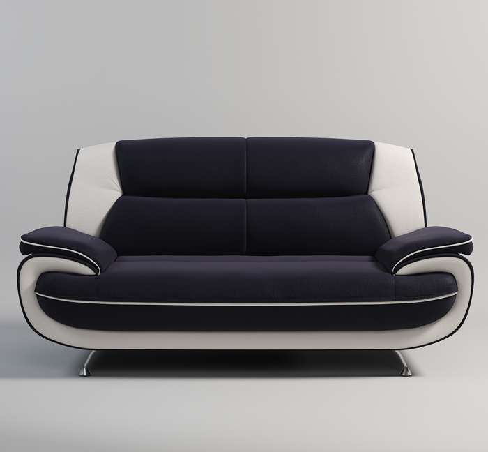 Sofa Set Onyx Set 3-2-1 Couch Set aus Kunstleder Farbauswahl (weiß-schwarz)