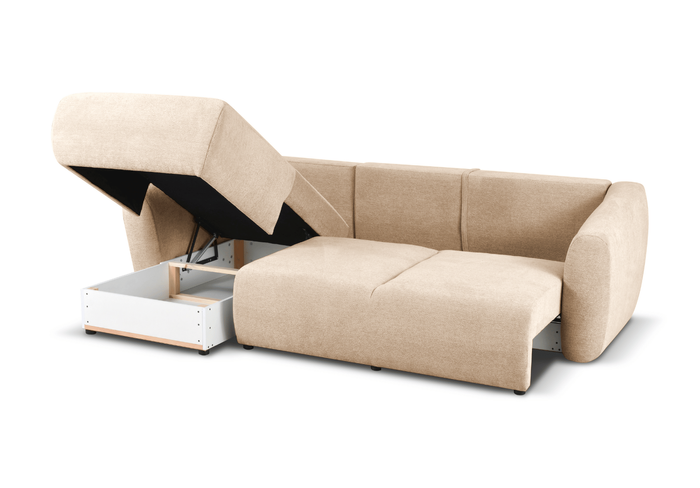 Ecksofa mit Schlaffunktion und Bettkasten, L-form 255x165x91 cm Lola