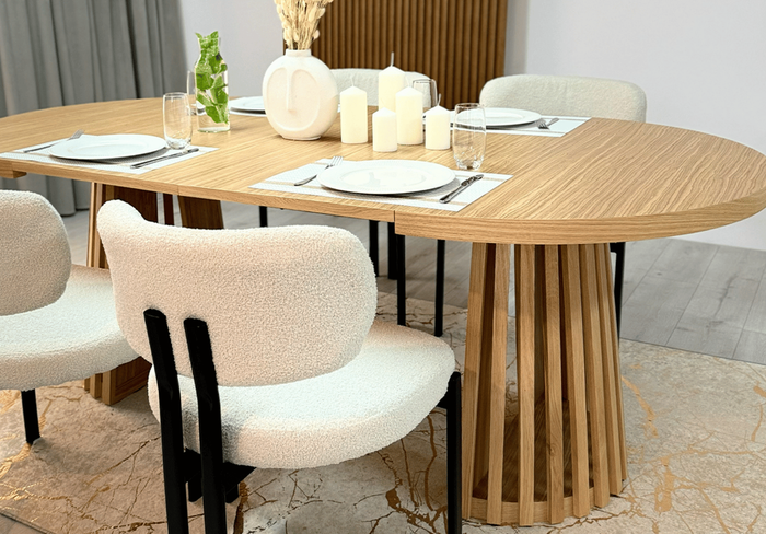 Runde Tisch, Holztisch, Esstisch, Klapptisch 110-210 cm T-77