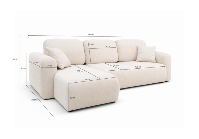 Ecksofa mit Schlaffunktion UNO 245 × 148 cm