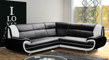 Ecksofa Onyx 3-R-2 240x210x89 cm Eckcouch aus Kunstleder im verschiedenen Farbvarianten (schwarz-weiss)