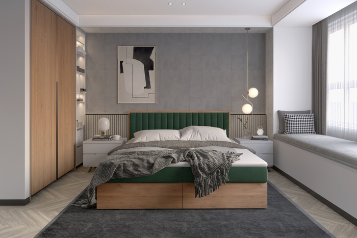 Polsterbett Doppelbett 160x200 mit Bettkasten und Komfort Matratze Pocket H4 – Modernes Boxspringbett Bettgestell LIVANO mit Stauraum für Schlafzimmer