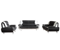 Sofa Set Onyx Set 3-2-1 Couch Set aus Kunstleder Farbauswahl (schwarz-weiß)