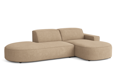 Ecksofa Lucas Beige mit Chromfüßen 284x166x70 cm Hochwertiges Designsofa