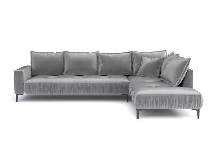 Ecksofa L-form Links aus Samtstoff 296x213x85 cm Morris