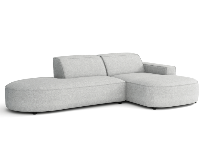 Ecksofa Lucas Beige mit Chromfüßen 284x166x70 cm Hochwertiges Designsofa
