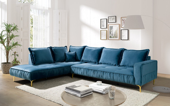 Ecksofa L-form Links aus Samtstoff 296x213x85 cm Morris