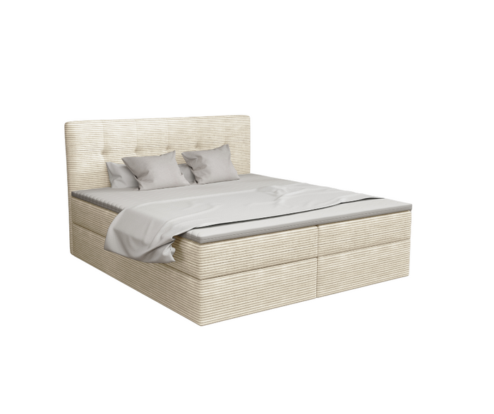 Boxspringbett 140x200 mit Bettkasten - Bett mit Matratze und 2 Bettkästen - Schlafzimmerbett mit Topper - Bequemes und Elegantes Doppelbett Holly