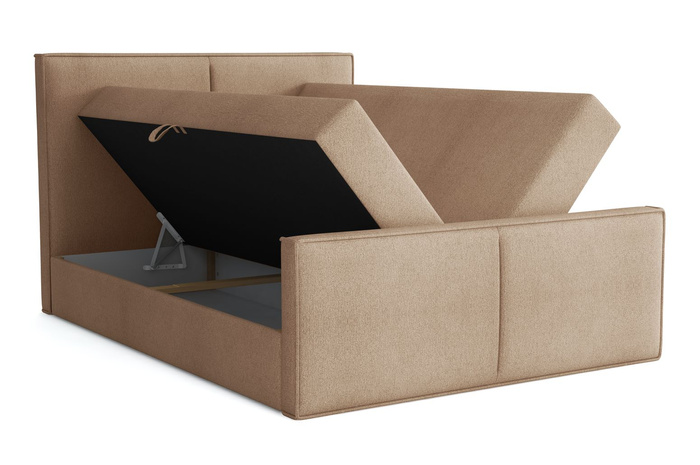 Boxspringbett mit Topper und Bettkasten, Polsterbett, Doppelbett, Bett 140x200 cm Calipso Hellgrün