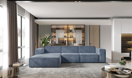 Ecksofa Couch Wohnlandschaft modern Design Stoff Sofa L-Form Links Polsterecke ohne Schlaffunktion Sofa CARA Blau