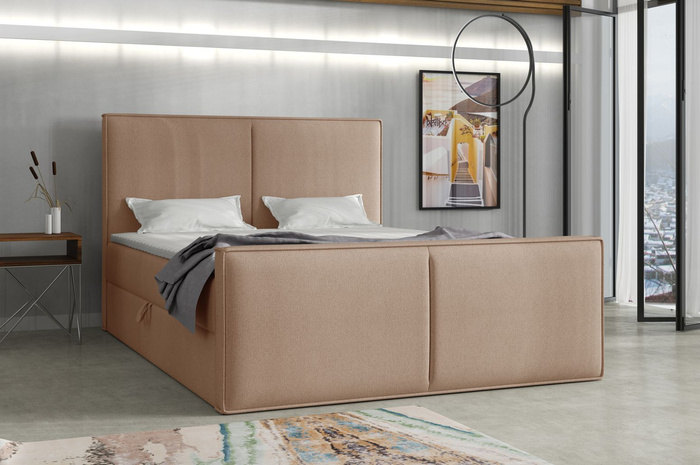 Boxspringbett mit Topper und Bettkasten, Polsterbett, Doppelbett, Bett 160x200 cm Calipso Minze