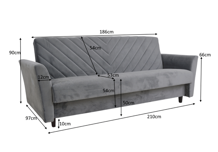 Sofa mit Schlaffunktion, Bettcouch, Schlafsofa mit Bettkasten Marino 210x97x90 cm