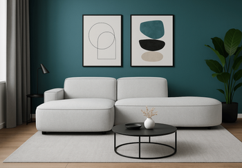 Ecksofa Lucas Beige mit Chromfüßen 284x166x70 cm Hochwertiges Designsofa