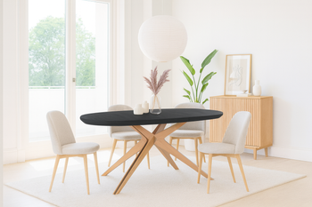 Ovaler Klapptisch aus Eiche 110 cm x 200-300 cm T79