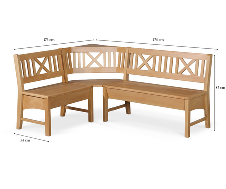 Küchen Kollektion Essgruppe Frühstückecke Holz Buche Eckbank Kuchenbank 175x175 cm Massivholz Merlin
